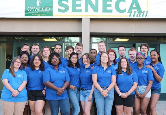 Seneca Hall Resident Student Staff group photo. We are ready to welcome you!