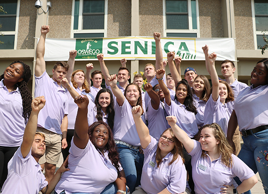 Seneca Hall Resident Student Staff group photo. Showing our silly side...