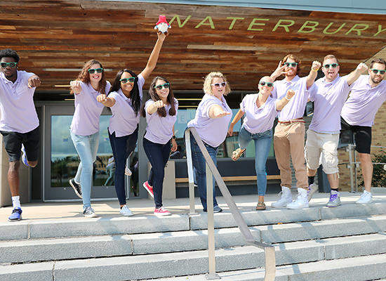 Waterbury Hall Resident Student Staff group photo. Showing our silly side!...