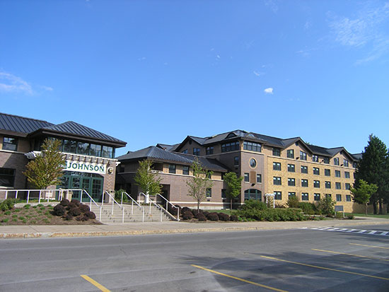 Summer scene of Johnson hall.