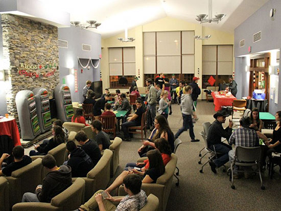 Casino night in Riggs Hall main lounge.