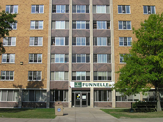 Funnelle hall, exterior view