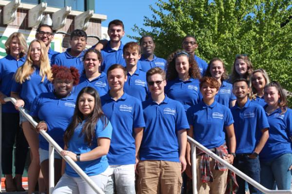 Johnson Hall Resident Student Staff group photo. We are ready to welcome you!