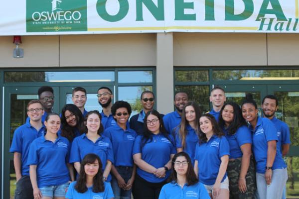 Oneida Hall Resident Student Staff group photo. We are ready to welcome you!