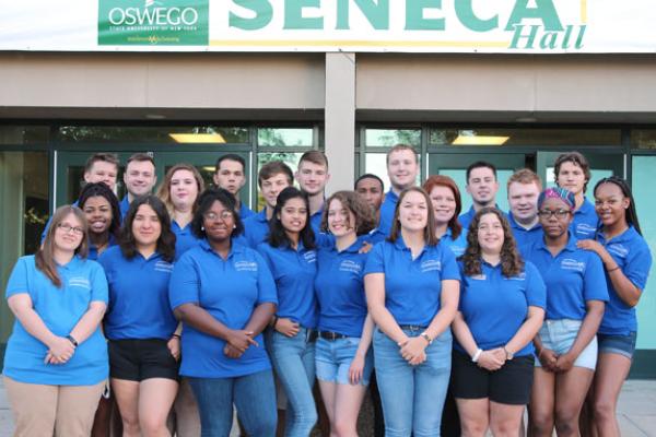 Seneca Hall Resident Student Staff group photo. We are ready to welcome you!