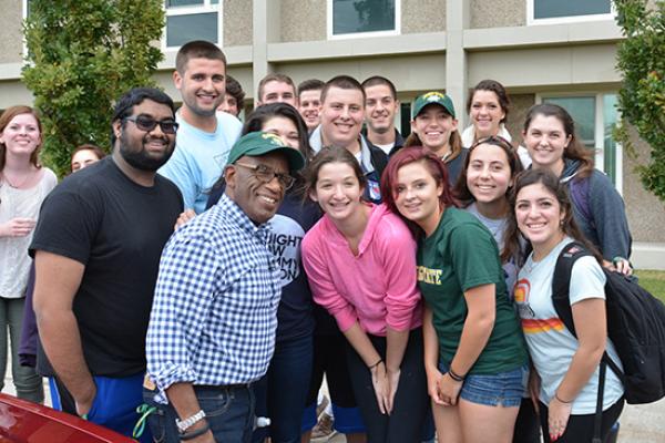 Al Roker visits Onondaga Hall.