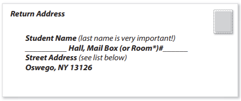 How to address mail to SUNY Oswego ResHall