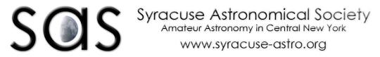 SAS Syracuse Astronomical Society, Amateur Astronomy in Central New York. www.syracuse-astro.org