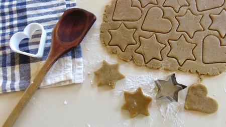 bake-off baking materials on a counter with cookie dough