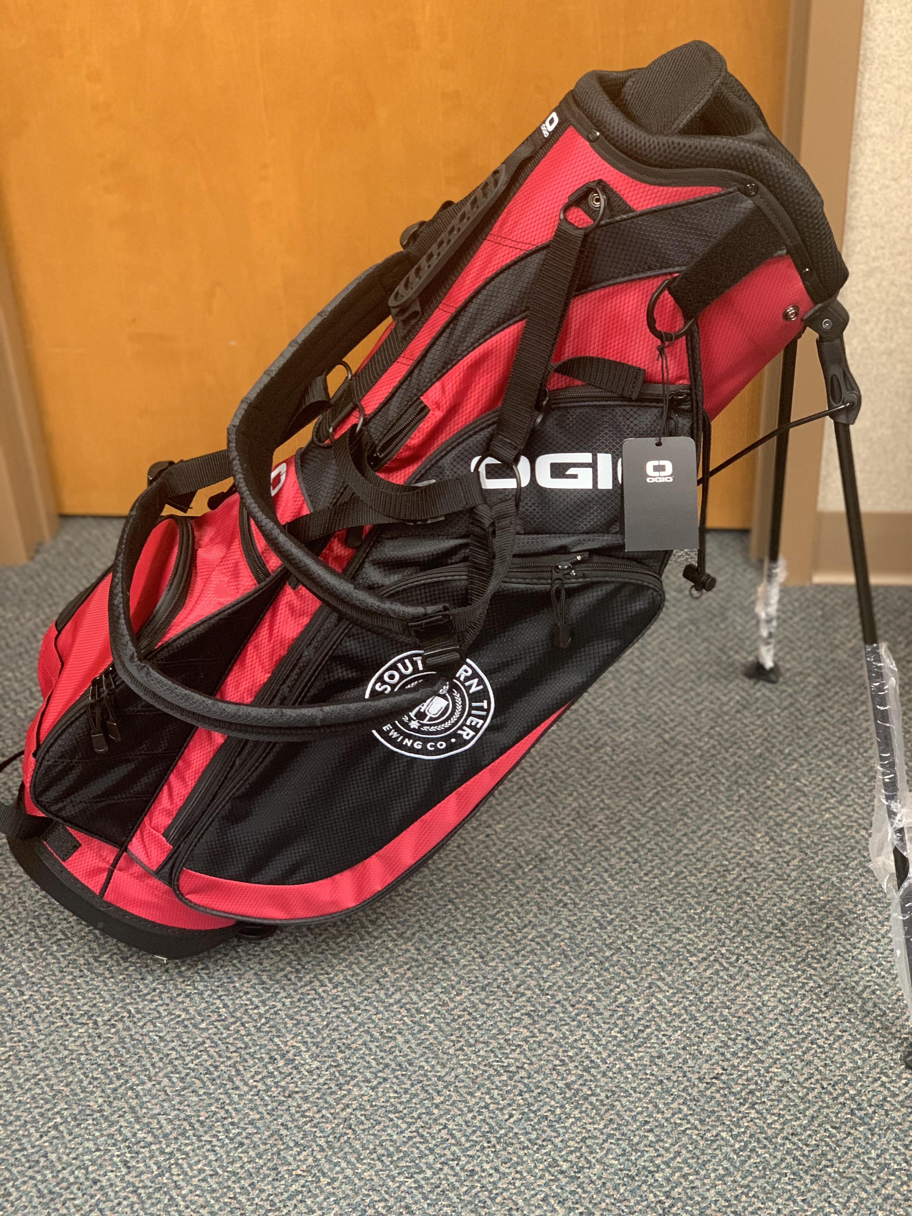 Red and black golf bag