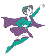 Superhero woman in green and purple