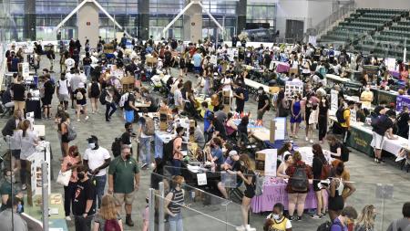 Aerial shot of the Student Involvement Fair